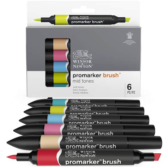 Winsor & Newton® ProMarker Brush™ Mid Tones Marker Set